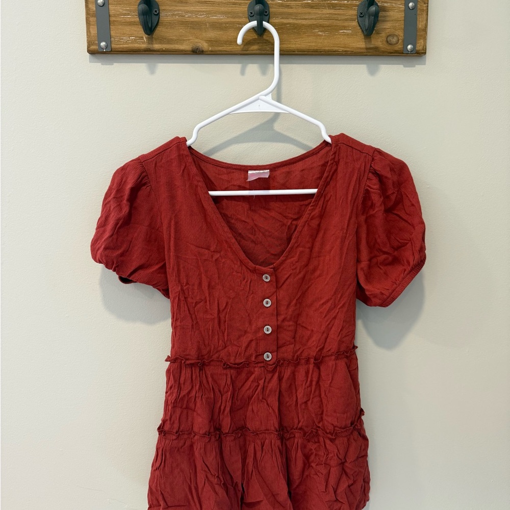 Women's Red Button-Down Top